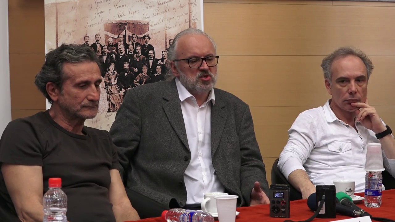 Kонференција за медије поводом премијере комедије Ј. С. Поповића „Родољупци“