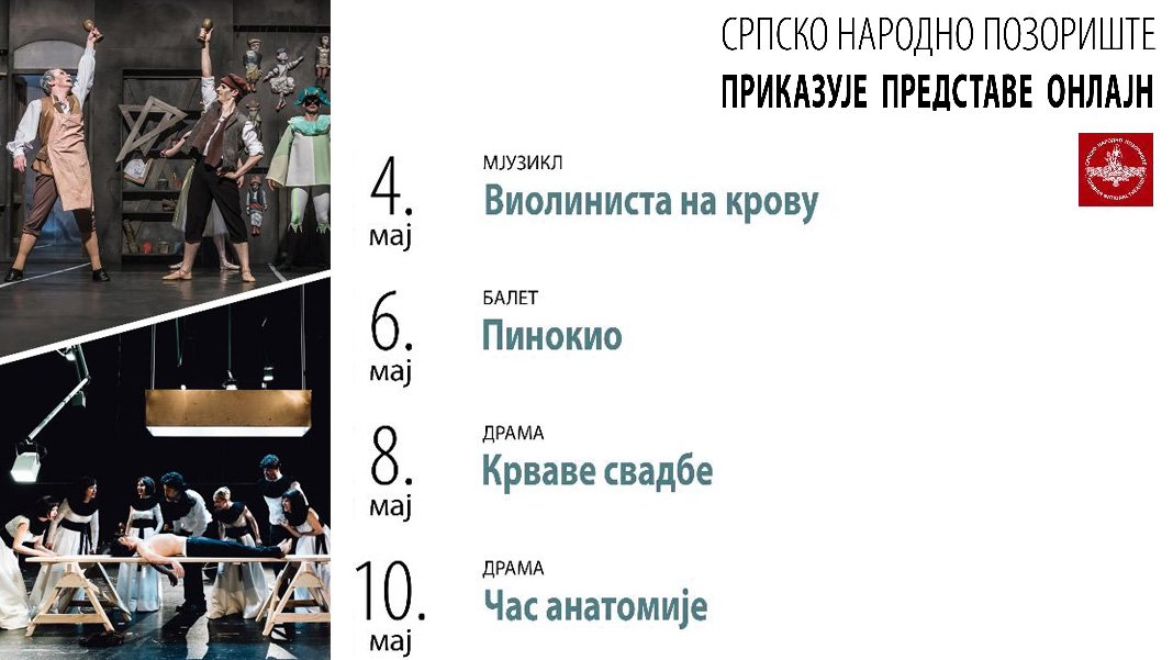 Репертоар онлајн емитовања представа СНП-а од 4. маја